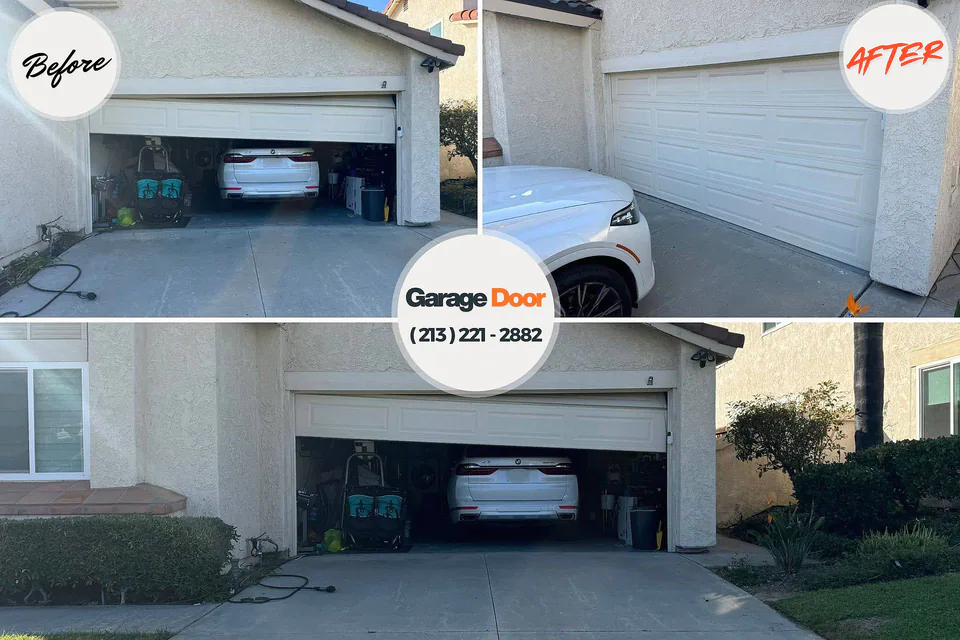 Before and after: garage door repair Canby, OR